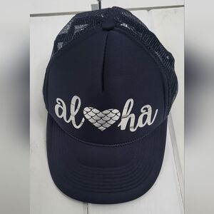 Otto Aloha  Blue Silver Snapback Mesh Trucker Hat Cap